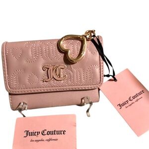 Juicy Couture Blush Wallet/Billfold/Card Holder w/Heart BagCharm-Keychain! NWT!!